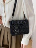 Solid Chain Wome's Shoulder Bag Pu Leather Lingge Ladies Crossbody Bags