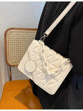 Solid Chain Wome's Shoulder Bag Pu Leather Lingge Ladies Crossbody Bags