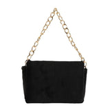 Plush Square Shoulder Bag with Thick Chain - Women's Handbag