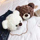 Teddy Bear Head Women Shoulder Bag Winter Faux Fur Female Handbag