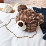 Teddy Bear Head Women Shoulder Bag Winter Faux Fur Female Handbag