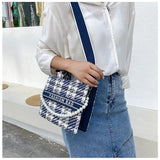 Arrival Square Shoulder Bag Women Flower Handbags Plaid Tote
