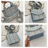 Arrival Square Shoulder Bag Women Flower Handbags Plaid Tote