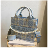 Arrival Square Shoulder Bag Women Flower Handbags Plaid Tote