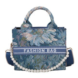 Arrival Square Shoulder Bag Women Flower Handbags Plaid Tote