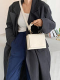 Women's Pu Leather Shoulder Crossbody Bag Square Handle Totes