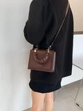 Women's Pu Leather Shoulder Crossbody Bag Square Handle Totes