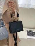 Women's Pu Leather Shoulder Crossbody Bag Square Handle Totes