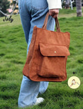 Women's Corduroy Shoulder Bag, Top-handle Canvas Handbag