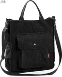 Women's Corduroy Shoulder Bag, Top-handle Canvas Handbag
