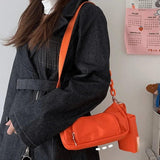 Canvas Messenger Bag Student Shoulder Handbag Zipper Small Chain Bag