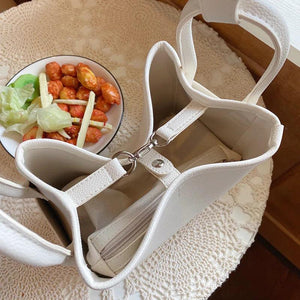 Solid Bucket Shoulder Bag Female PU Leather Shoulder Messenger Bag Lady Handbag