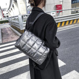 Quilted Silver Crossbody Bag Women Shoulder Bags