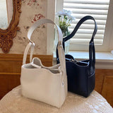 Bucket Bag PU Leather Shoulder Large Totes Solid Handbag