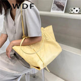 Yellow Leather Tote Bag Large Zipper Handbag