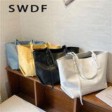 Yellow Leather Tote Bag Large Zipper Handbag