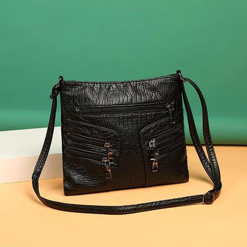 Women's Large Capacity Shoulder Bag Pu Leather Handbag Vintage Crossbody