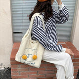 Girls Blush Bear Shoulder Bag Plush Tote Bag Large Capacity