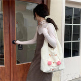 Girls Blush Bear Shoulder Bag Plush Tote Bag Large Capacity
