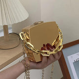 Silver PVC Box Bags Party Evening Clutch Chain Shoulder Bags