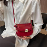 Solid Leather Crossbody Bag for Women Flap Messenger Bag Sac A Main