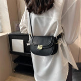 Solid Leather Crossbody Bag for Women Flap Messenger Bag Sac A Main