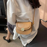 Solid Leather Crossbody Bag for Women Flap Messenger Bag Sac A Main