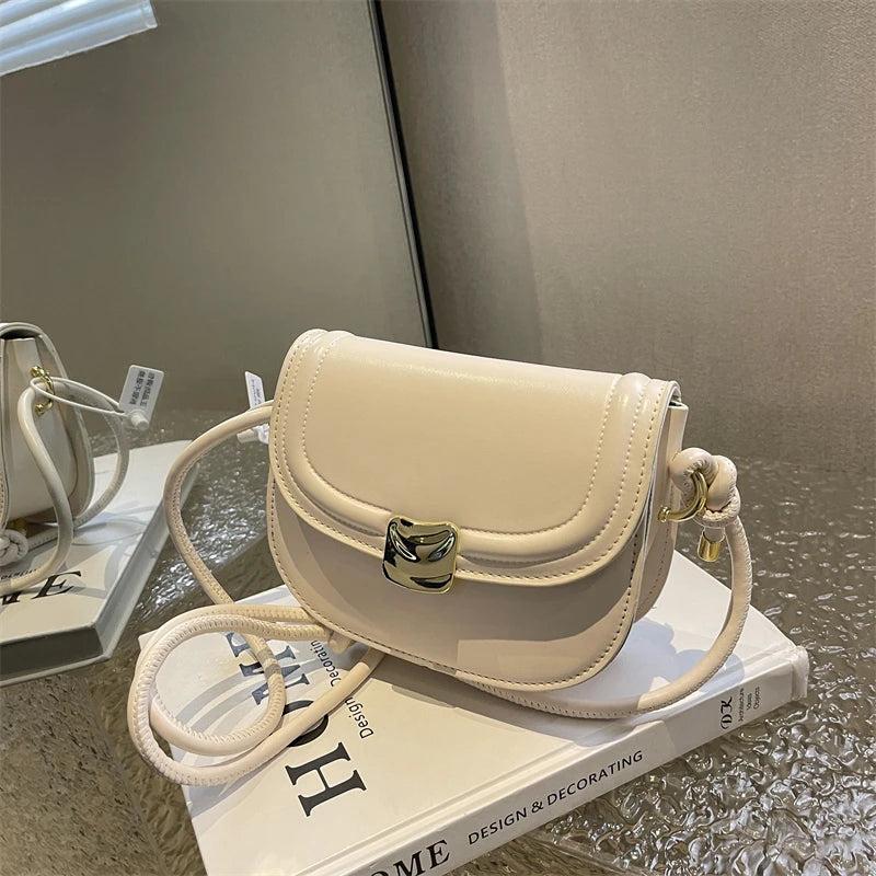 Solid Leather Crossbody Bag for Women Flap Messenger Bag Sac A Main