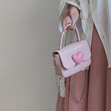 Pink Heart Girly Small Shoulder Bag Love Women Tote Purse Handbags