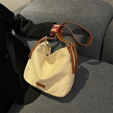 Large Capacity Canvas Shoulder Bag Women Crossbody Bucket Handbag