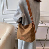 Large Capacity Canvas Shoulder Bag Women Crossbody Bucket Handbag