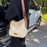 Large Capacity Canvas Shoulder Bag Women Crossbody Bucket Handbag