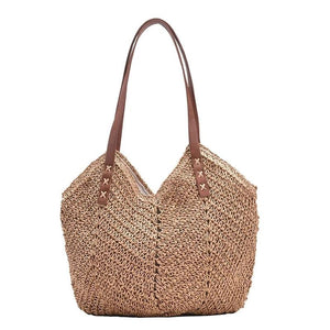 Bohemian Straw Weave Tote Bag Summer Beach Shoulder Handbag