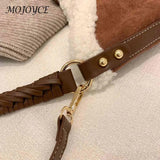 Vintage Lamb Wool Top-Handle Bag Large Capacity for Holiday Party