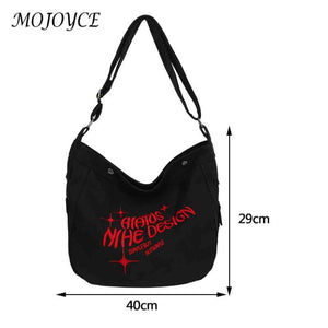 Canvas Underarm Bag Large Capacity Embroidered Letters Travel Handbags