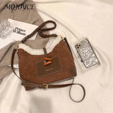 Vintage Lamb Wool Shoulder Bag for Holiday Party