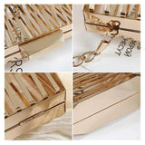 TTOU Women's Evening Bag Shoulder Metal Hollow Clutch Cage
