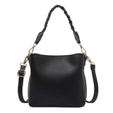 Solid Crossbody Bags PU Leather Women Bucket Shoulder Bag Small Handbags