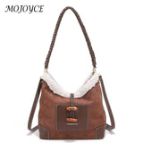 Vintage Lamb Wool Stitching Shoulder Bag for Women