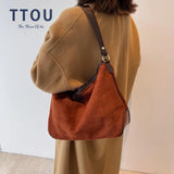 Winter PU Leather Crossbody Bag Large Capacity Shoulder Bag for Women