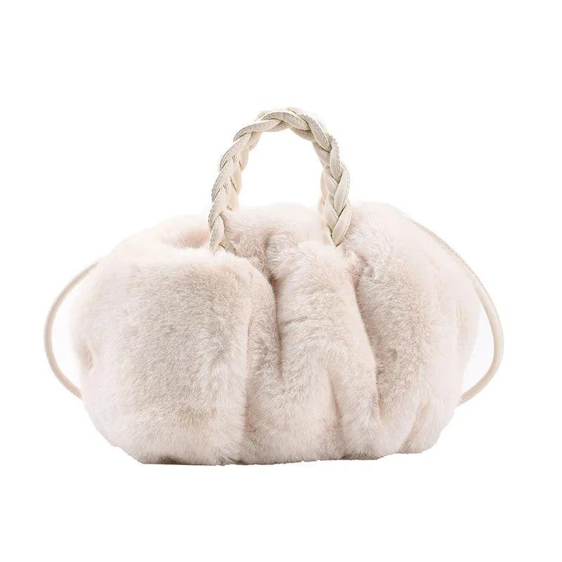 Plush Tote Shoulder Bag for Women - Fluffy Fur Handbag