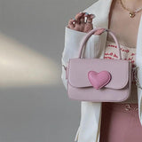 Pink Heart Small Square Shoulder Bag Love Women Tote Purse