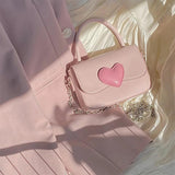 Pink Heart Small Square Shoulder Bag Love Women Tote Purse