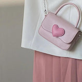 Pink Heart Small Square Shoulder Bag Love Women Tote Purse