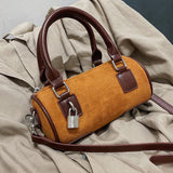 Vintage Small Drum Shoulder Bag for Women, Crossbody Tote Handbag