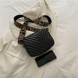 Small Flap Crossbody Bag Wide Straps Lady Shoulder Handbag