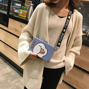 Harajuku Animal Print Box Bag Pig Bags Wide Shoulder Strap