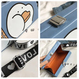 Harajuku Animal Print Box Bag Pig Bags Wide Shoulder Strap