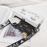 Harajuku Animal Print Box Bag Pig Bags Wide Shoulder Strap