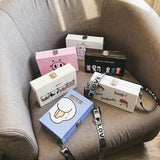 Harajuku Animal Print Box Bag Pig Bags Wide Shoulder Strap